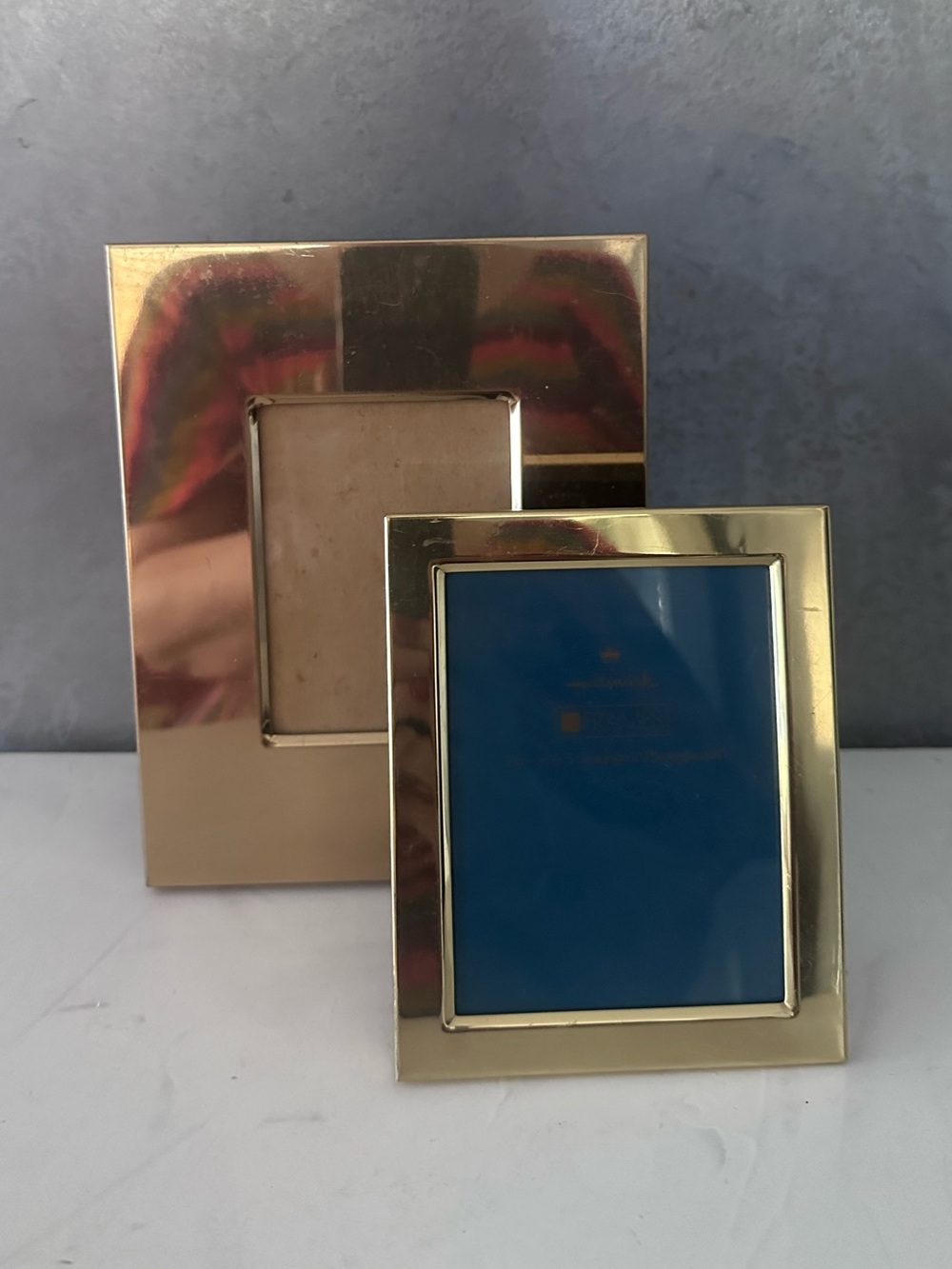 2 Vintage Gold Brass Hallmark Simple Photo Picture Frame 3.5X5-3x4